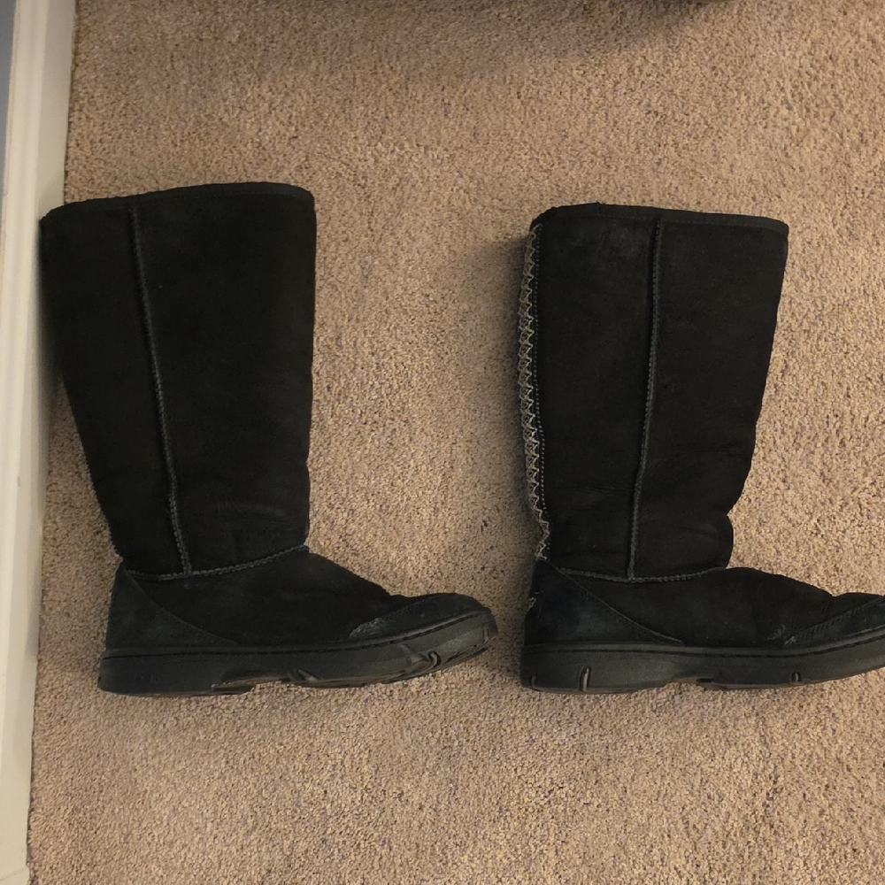 UGG Black Suede Tall Winter Boots
